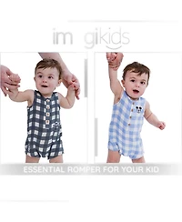 Nightmare Before Christmas Baby Boys' Plaid Cotton-Gauze Sleeveless Romper