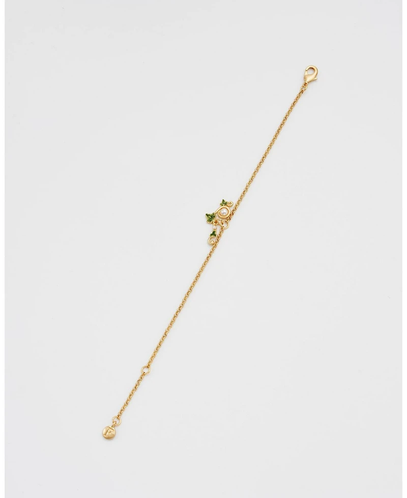 Fable England Ivy and Pearl T-Bar Bracelet in Gold