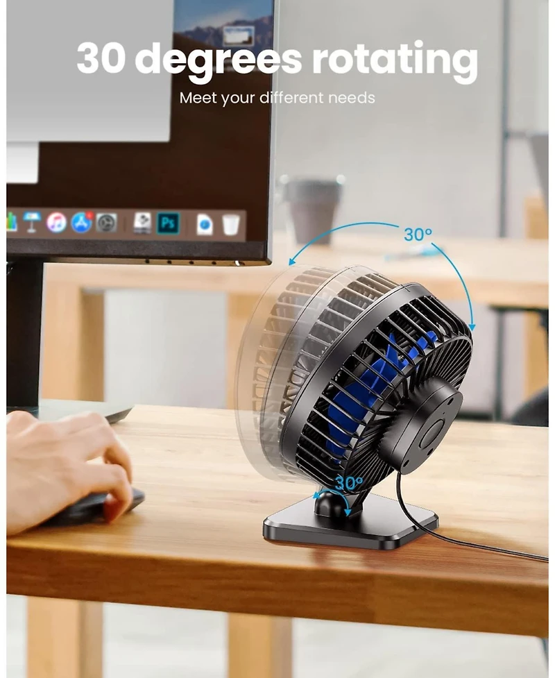 Gaiatop Usb Desk Fan, Small but Powerful, Personal Portable Quiet 3 Speeds, Adjustable Mini Table Desktop fan