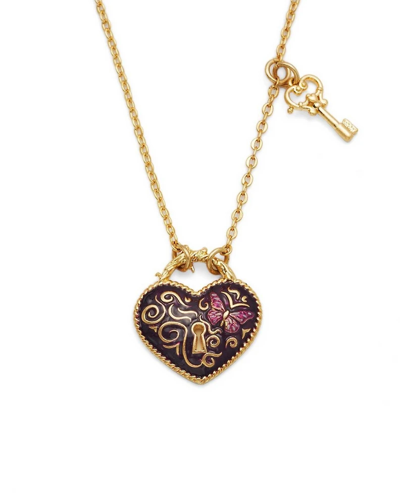 Fable England Eve Heart Lock and Key Necklace in Gold