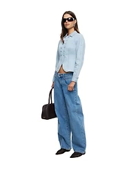 Lioness Women's Form Denim Cropped Double-Breasted Jacket
