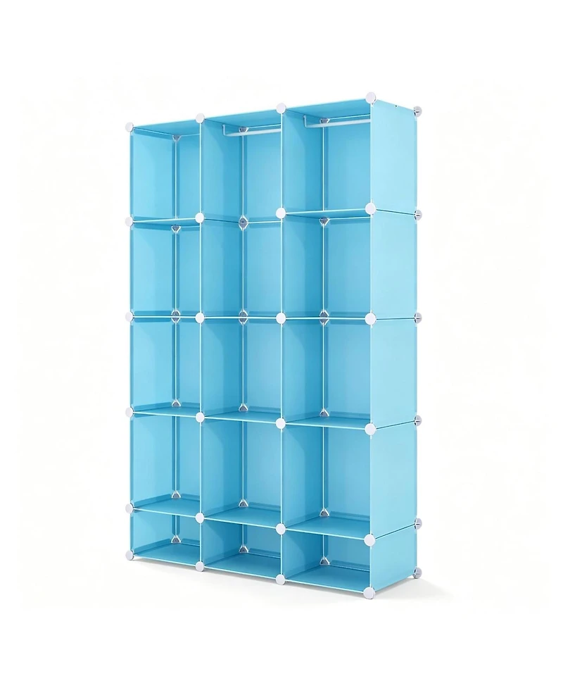Slickblue 3-Cube Modular Kids Wardrobe with Clothes Rods and Storage Shelves