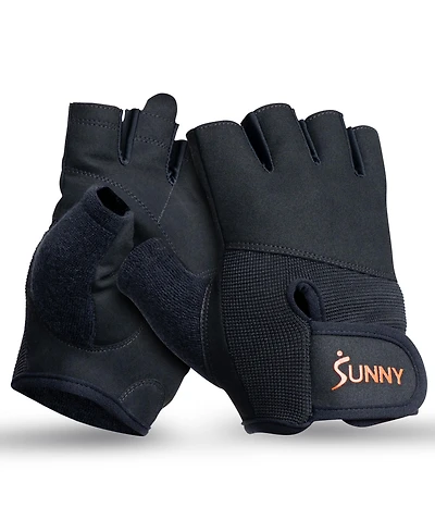 Sunny Health & Fitness Weightlifting Gloves, with Foam-Padded Palm and Enhanced Grip Control for Strength Training