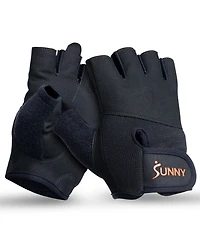 Sunny Health & Fitness Weightlifting Gloves, with Foam-Padded Palm and Enhanced Grip Control for Strength Training