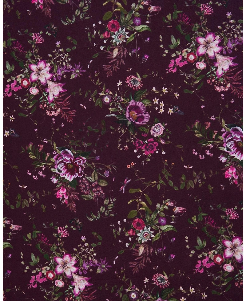 Fable England Women's Eve Floral Long Fringed Scarf in Burgundy