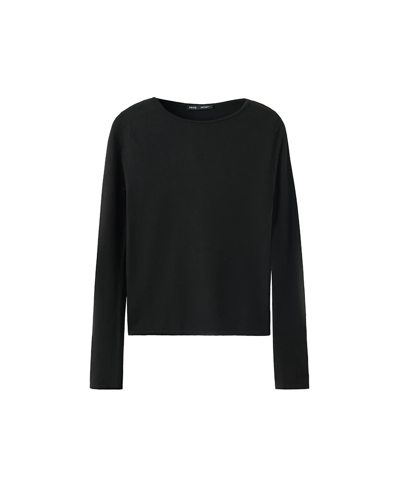 Mango Women's Rira Fitted Boat-Neck Long-Sleeve Sweater