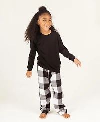 Leveret Kids (6-14) Cotton Top and Flannel Plaid Holiday Pajama Set