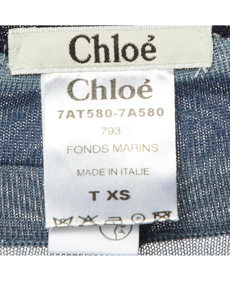Pre-Owned Chloe Women's Chloe Striped Cashmere and Silk V-Neck Cardigan