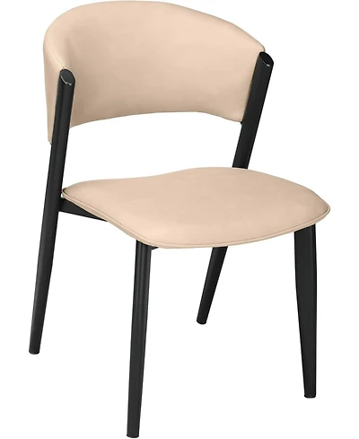 LeisureMod Aspen Modern Dining Chairs Leather Kitchen Side Chair - Open Back and Curved Design, Iron Legs, Accent Seating for Dining Room