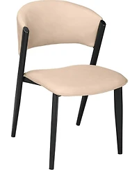 LeisureMod Aspen Modern Dining Chairs Leather Kitchen Side Chair - Open Back and Curved Design, Iron Legs, Accent Seating for Dining Room