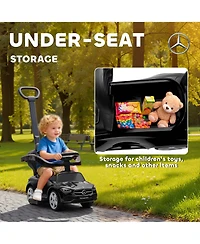 Qaba Mercedes-Benz C-Class 2-in-1 Ride-On Car with Under-Seat Storage, 55 lbs, Ages 1.5-3