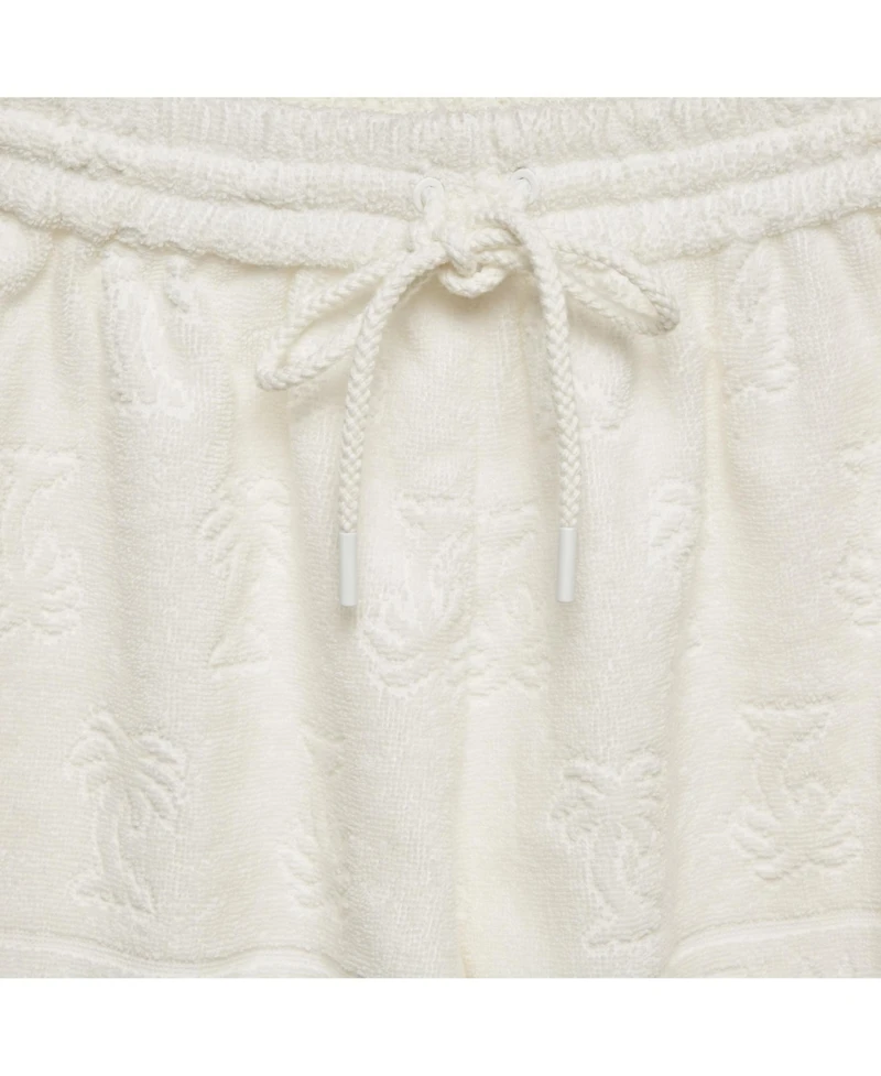 Pre-Owned Zimmermann Women's Palm Tree Terry Cotton Fringed Shorts