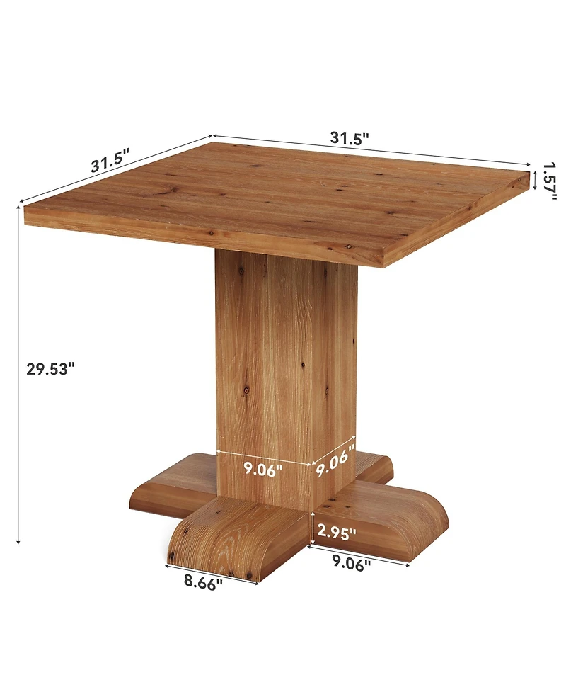 Tribesigns Solid Wood Square Dining Table, 31.5'' Rustic Farmhouse