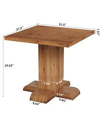Tribesigns Solid Wood Square Dining Table, 31.5'' Rustic Farmhouse