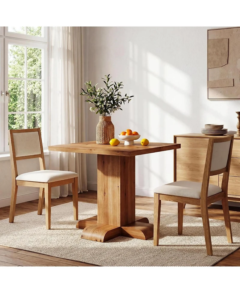 Tribesigns Solid Wood Square Dining Table, 31.5'' Rustic Farmhouse