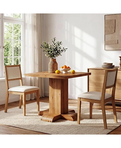 Tribesigns Solid Wood Square Dining Table, 31.5'' Rustic Farmhouse