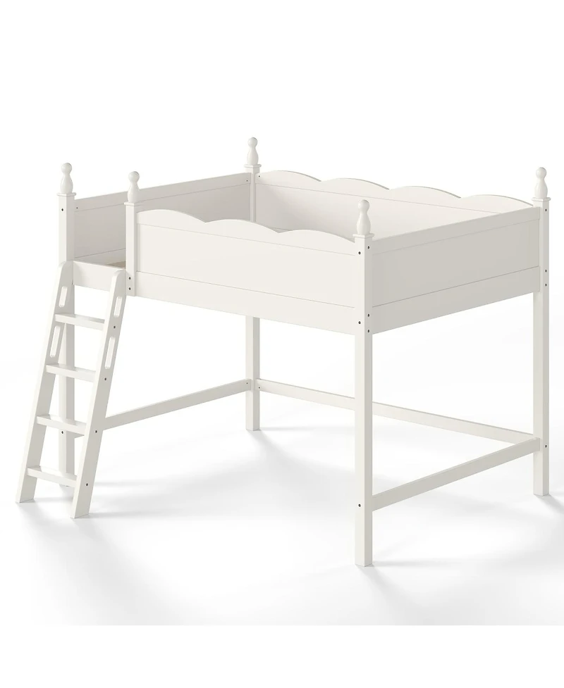 Streamdale Furniture Full Size Solid Wood Loft Bed with Ladders and Under-Bed Space
