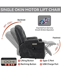 Streamdale Furniture Large Power Lift Recliner with Massage, Heat, Usb and Cup Holders