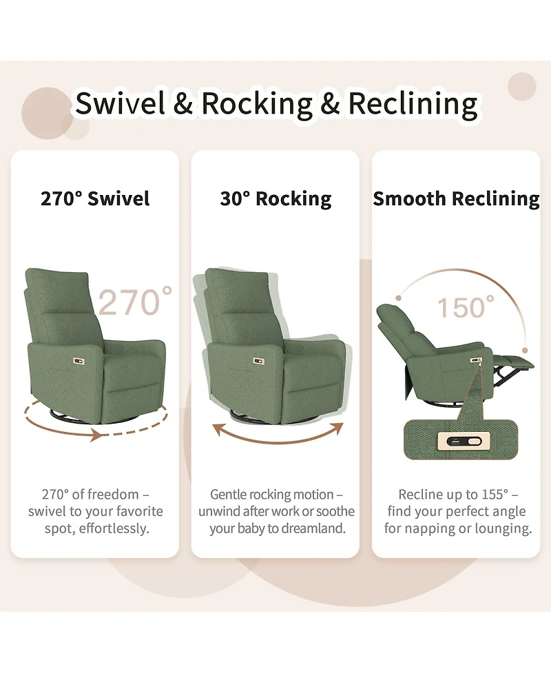 Streamdale Furniture Power Swivel Rocker Recliner Chair