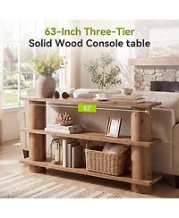 Tribesigns Solid Wood Console Table, 3-Tier Farmhouse Hallway Table