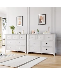 homfan 2 Set of 7 Drawers Dresser for Bedroom, 54" Modern 7 Chest of Drawer Dresser, Storage Organizer with Drawers for Living Room, Hallway