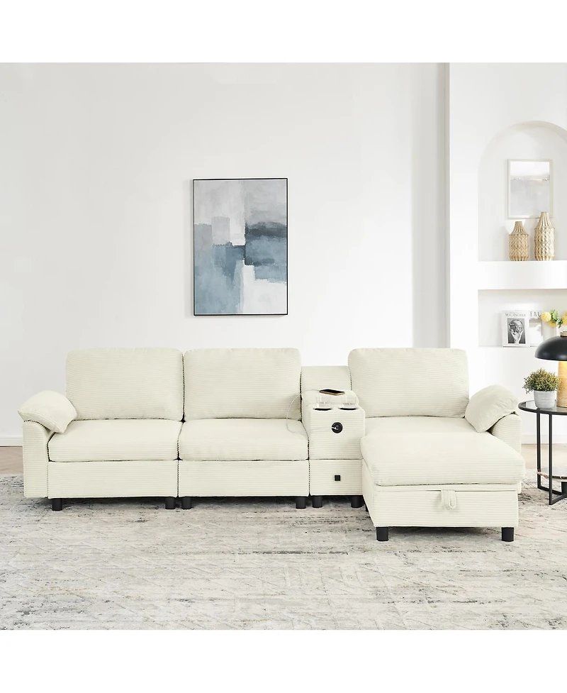 Streamdale Furniture Modern Modular L-Shaped Storage Sectional Sofa