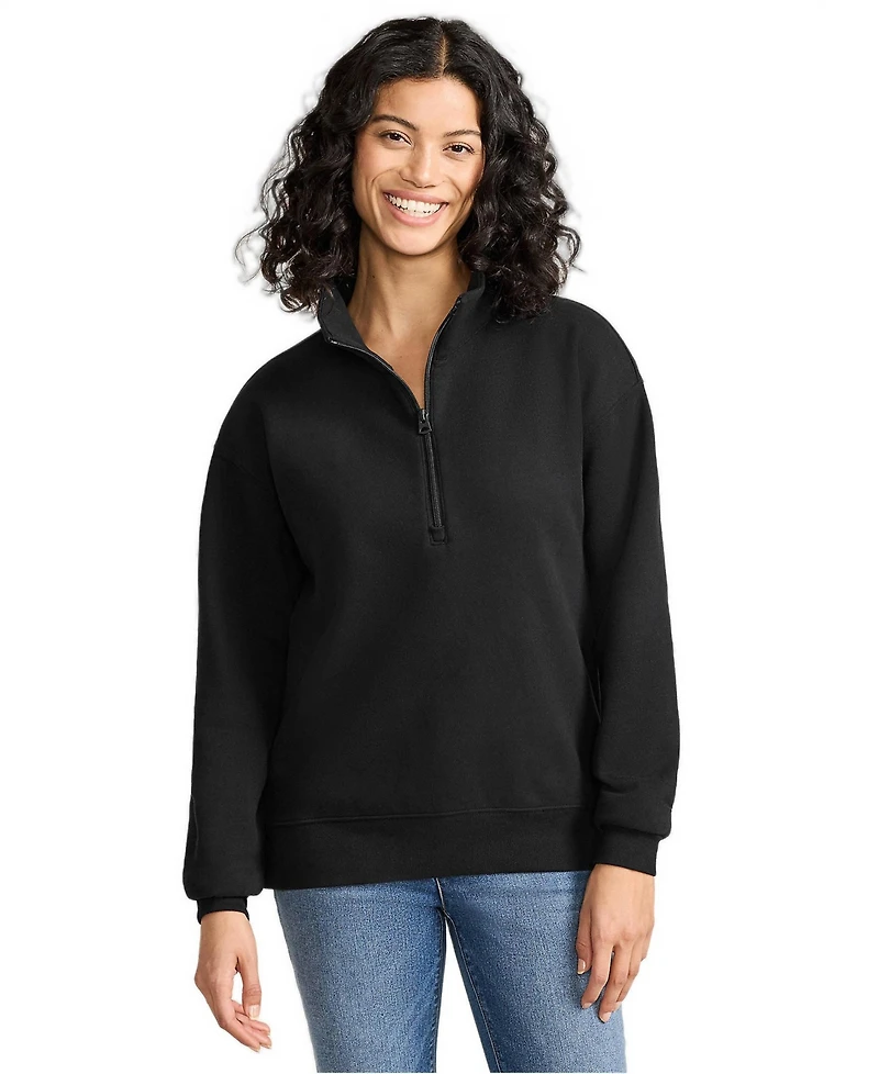 Lands' End Women's Serious Sweats Quarter-Zip Relaxed Fleece Pullover Sweatshirt