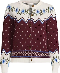 Lands' End Women's Drifter Jacquard Cardigan Sweater