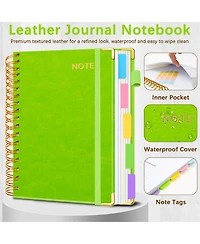 Danrong Faux Leather 5 Subject Spiral Notebook College Ruled 300 Pages with Dividers Tabs Pen Loop