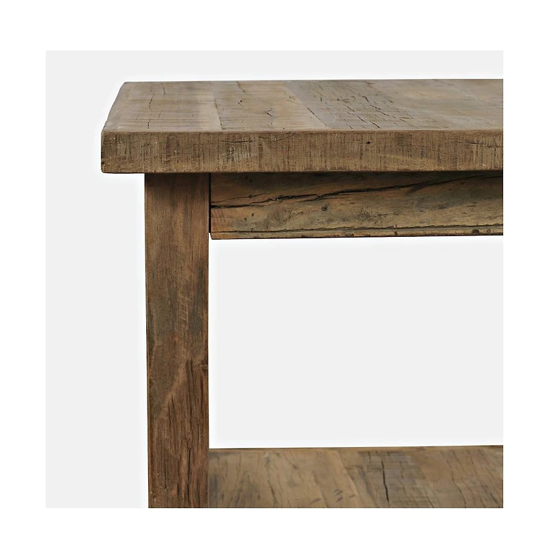 Jofran Reclamation Rustic Solid Wood Square End Table with Storage Shelf