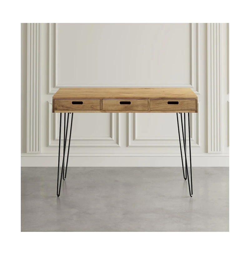Jofran Rollins 52" Solid Acacia Dining Set with Four Backless Barstools