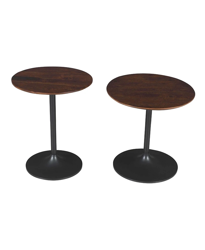 Jofran Remy Solid Wood and Iron Modern Pedestal Accent Tables (Set of 2