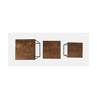 Jofran Brody Square Modern Rustic Solid Wood and Metal Nesting End Tables