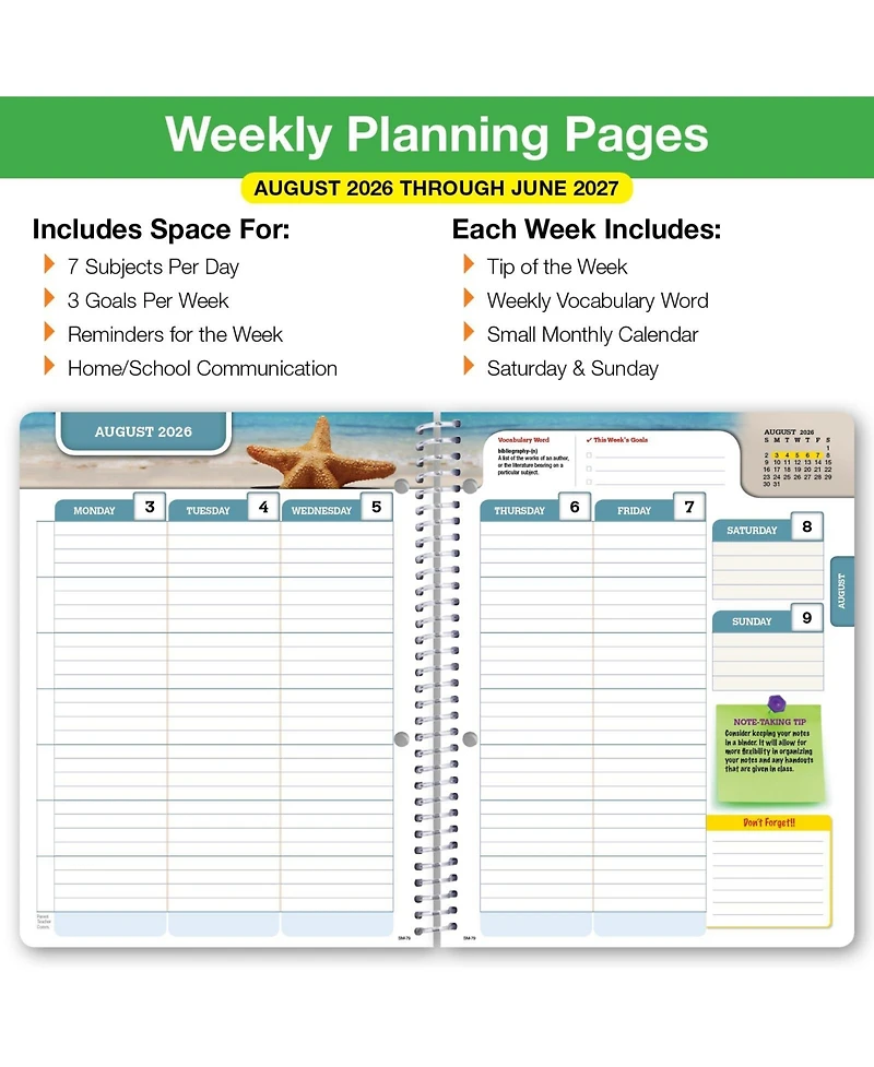 Danrong Middle High School Student Planner Weekly Monthly Academic Matrix With Ruler Bookmark Stickers Study Resource Pages
