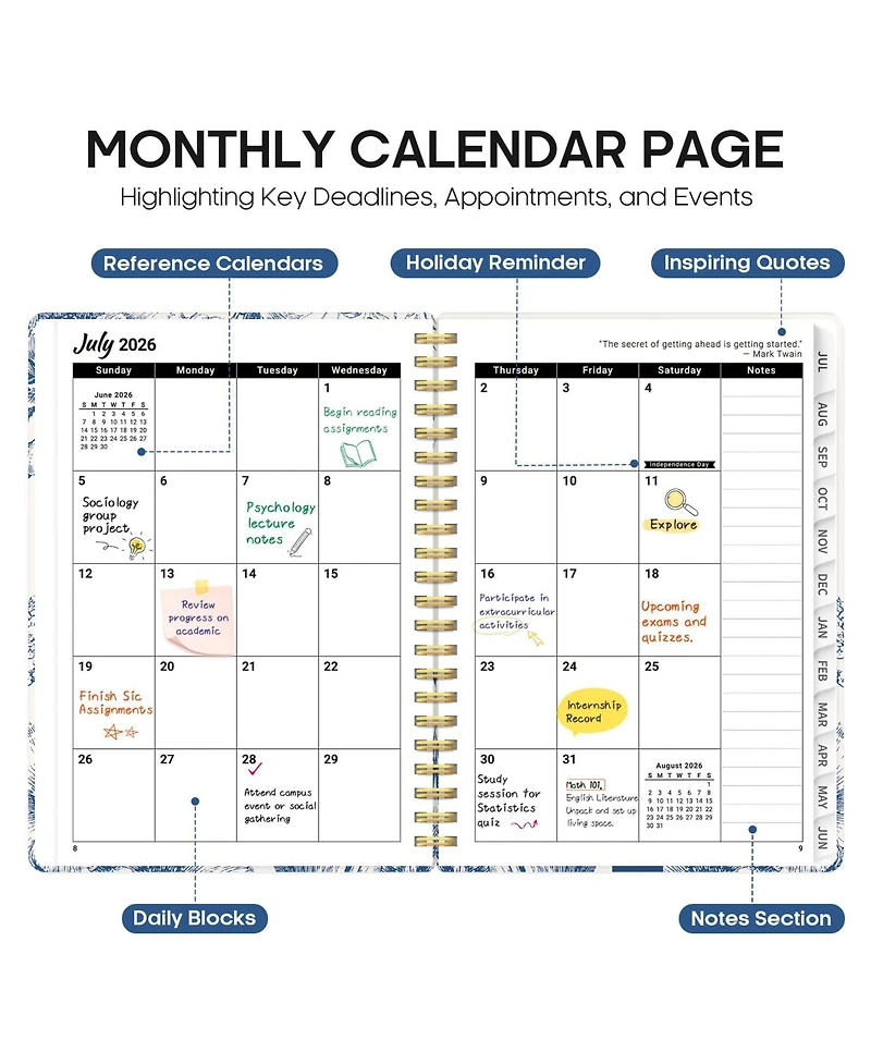 Danrong Academic Planner Monthly Weekly Hardcover Organizer for School Office Home