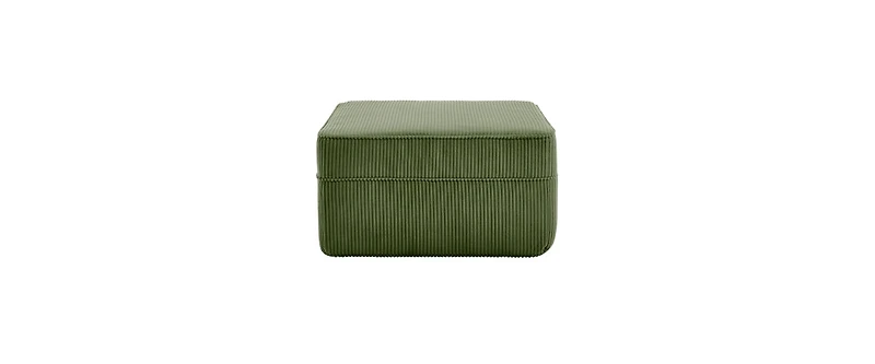 Flynama Corduroy Ottoman Green Modular Accent Ottoman with Plush Fabric and Comfortable Seating
