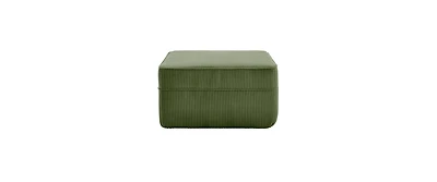 Flynama Corduroy Ottoman Green Modular Accent Ottoman with Plush Fabric and Comfortable Seating