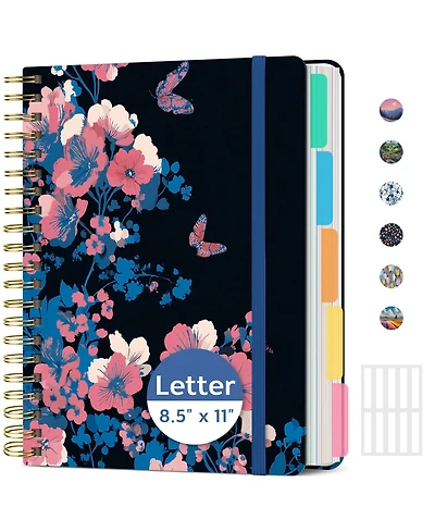 Danrong Twilight Bloom 5 Subject Spiral Notebook College Ruled Hardcover Journal For Work Study Organization