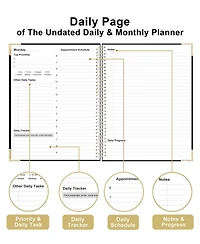 Danrong Undated Daily Planner Hardcover Hourly Schedule To Do Lists Habit Tracker Layflat Binding All One Planning Tool