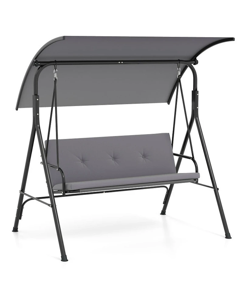 Gouun 2-Person Patio Swing Chair with Arch Canopy and Mesh Seat