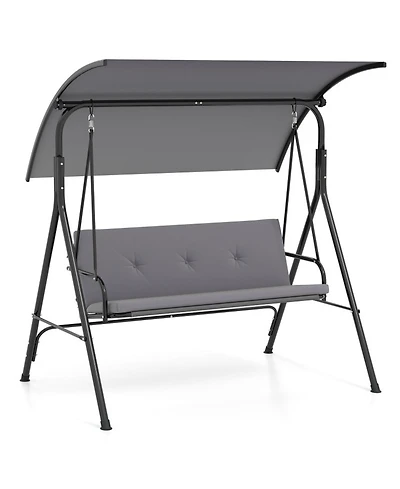 Gouun 2-Person Patio Swing Chair with Arch Canopy and Mesh Seat