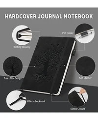 Danrong Hardcover Lined Journal Notebook Thick Paper Lay Flat Elastic Closure Ribbon Bookmark