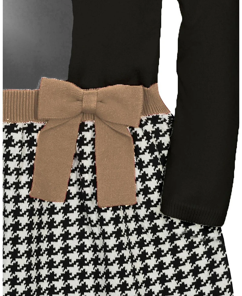 Hope & Henry Little and Big Girls' (6-12) Organic Skater Sweater Dress with Bow