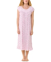 Eileen West Women's Cap-Sleeve Floral Ruffled-Hem Nightgown