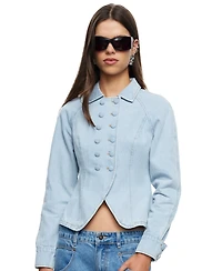 Lioness Women's Form Denim Cropped Double-Breasted Jacket