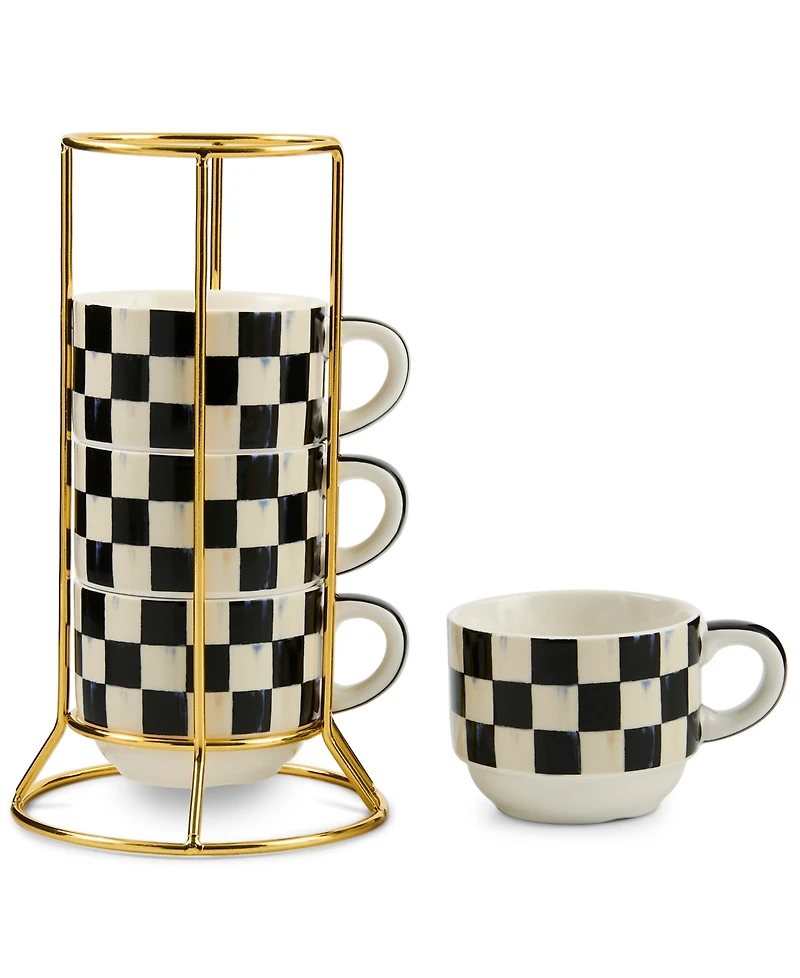 MacKenzie-Childs Courtly Check Cappuccino Cup Tower