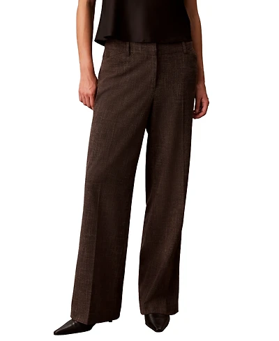 Calvin Klein Women's Windowpane High-Rise Wide-Leg Pants