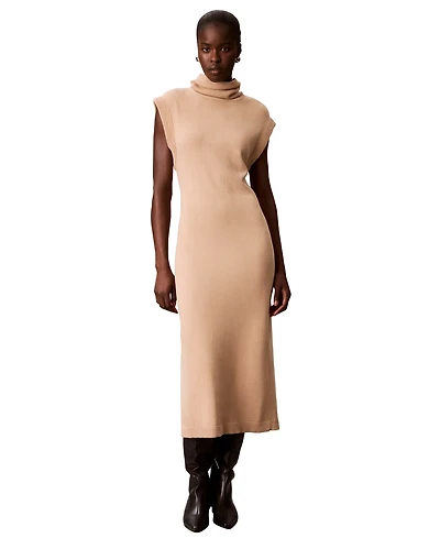 Calvin Klein Women's Mock Neck Sleeveless Midi Sweater Dress