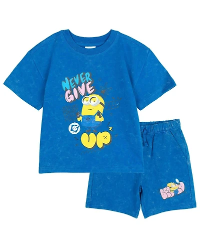 Minions Boys' 4-20 Graphic Washed T-Shirt and Shorts, 2-Piece Set