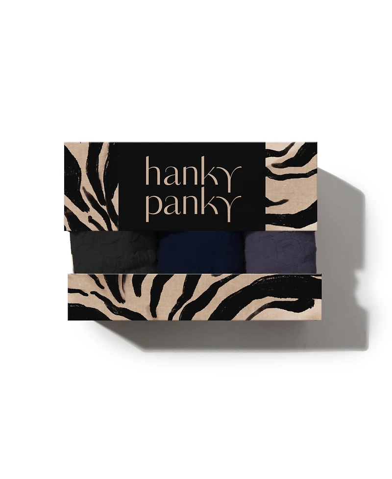 Hanky Panky Supima Cotton-Blend Low-Rise Lace Thong, 3-Pack